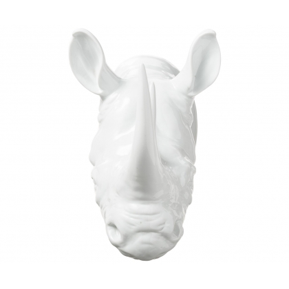 White porcelain rhinoceros head at  Moinat SA  - Antiques and home décor