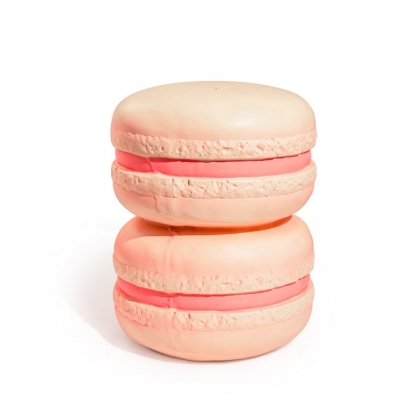 Table d\'appoint \"Macarons\" en fibre de verre rose