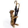 Porte-parapluies "Chien" en résine dorée