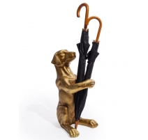Porte-parapluies "Chien" en résine dorée