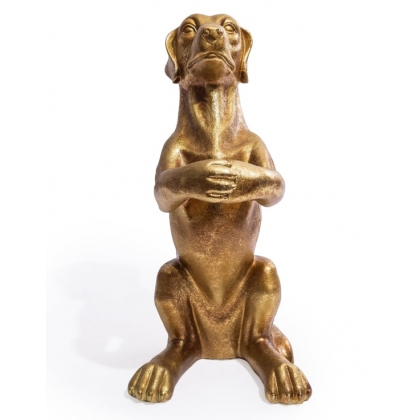 Porte-parapluies "Chien" en résine dorée
