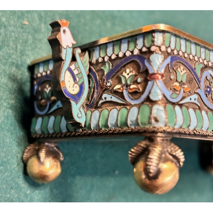 Boite en argent cloisonné russe par Ovchinnikov
