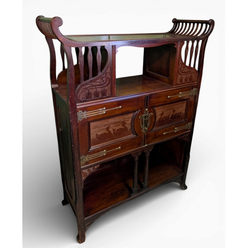 Etagère Art Nouveau à deux portes \"Canards\"