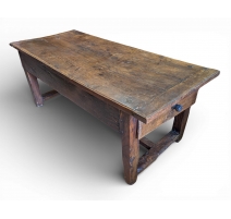 Table de ferme en chêne à 2 tiroirs