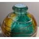 Vase vert et jaune en verre signé LUZORO 00