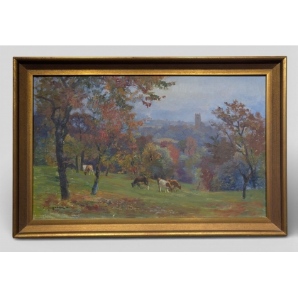 Tableau \"Vevey\" signé F. HUGUENIN L