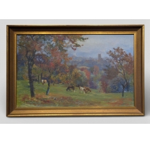 Tableau "Vevey" signé F. HUGUENIN L