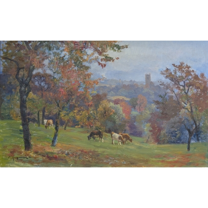 Tableau \"Vevey\" signé F. HUGUENIN L