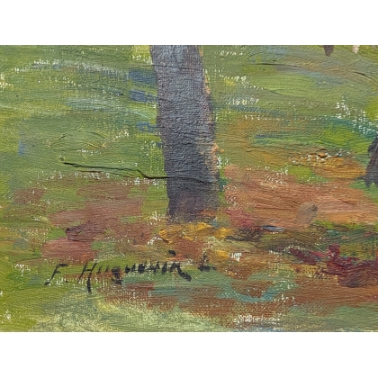 Tableau \"Vevey\" signé F. HUGUENIN L
