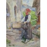 Aquarelle "Valaisanne" signé F. HUGUENIN L