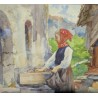 Aquarelle "Valaisanne" signé F. HUGUENIN L