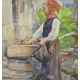 Aquarelle "Valaisanne" signé F. HUGUENIN L