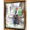 Aquarelle "Valaisanne" signé F. HUGUENIN L
