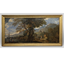 Tableau "Paysage animé de bord de mer"