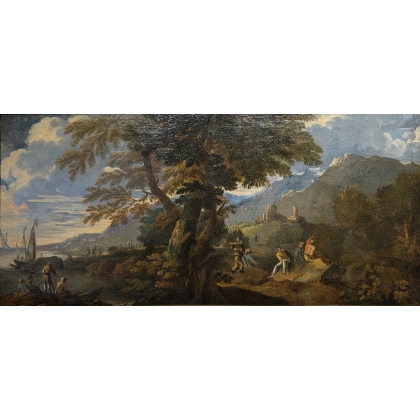Tableau \"Paysage animé de bord de mer\"
