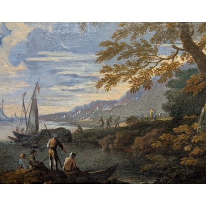 Tableau \"Paysage animé de bord de mer\"