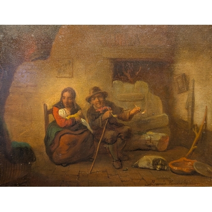 Tableau \"Scène d\'intérieur\" signée
