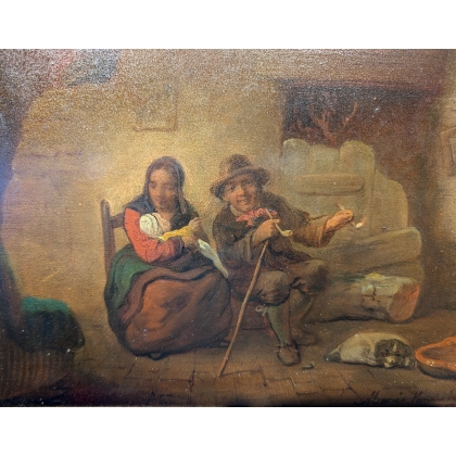 Tableau \"Scène d\'intérieur\" signée