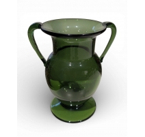 Vase en verre de Saint-Prex vert à anses