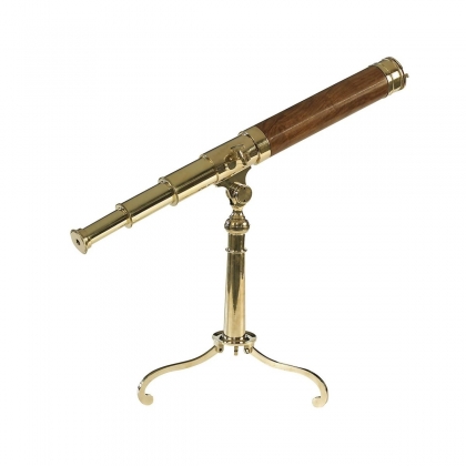 Télescope \"Queen Anne\" en laiton et bois