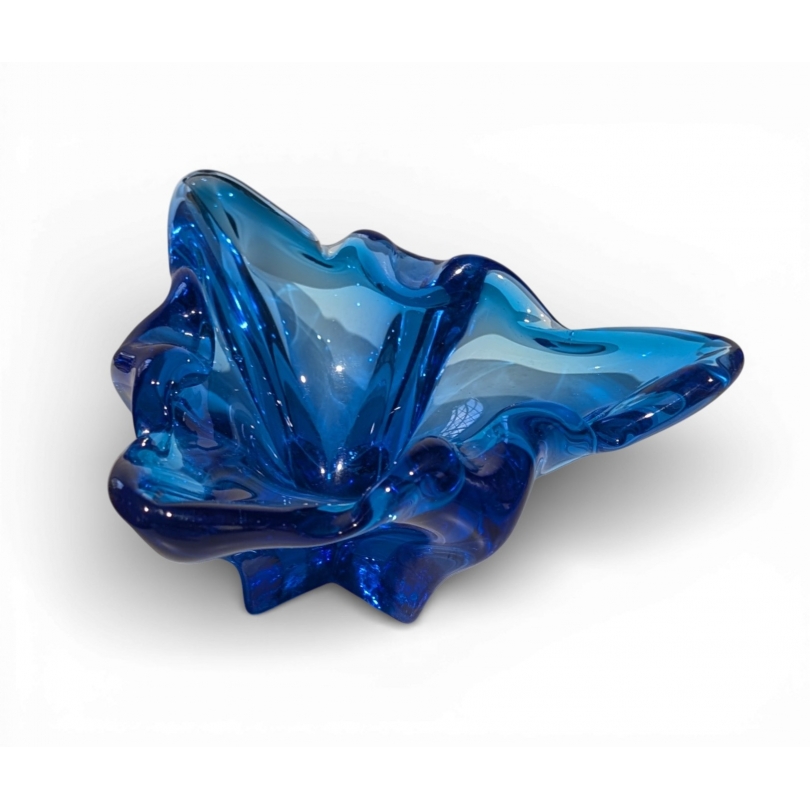 Cendrier en verre bleu de Murano