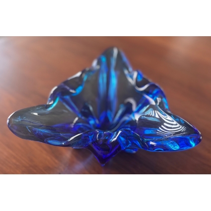 Cendrier en verre bleu de Murano