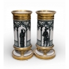 Paire de vases tubes en porcelaine de Paris