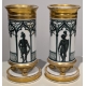 Paire de vases tubes en porcelaine de Paris