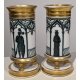 Paire de vases tubes en porcelaine de Paris