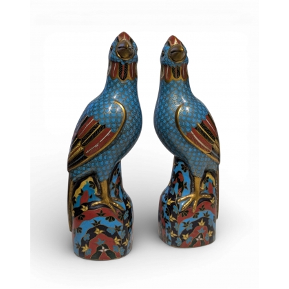 Paire de Phoenix cloisonnés