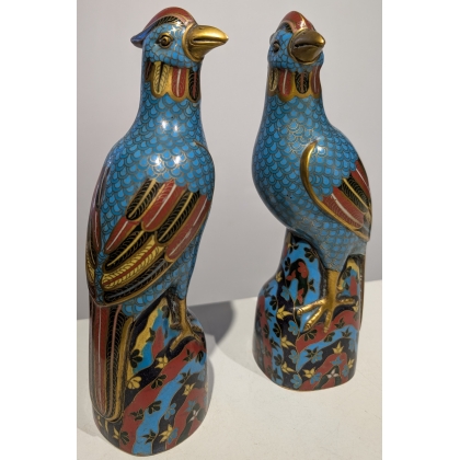 Paire de Phoenix cloisonnés