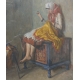 Tableau "Jeune femme à la couture" signé