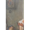 Tableau \"Jeune femme à la couture\" signé
