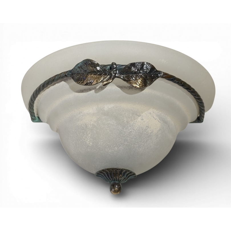 Applique demi-lune en verre et laiton