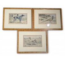 Lot de 3 gravures "Chasse" signées P MAHLER