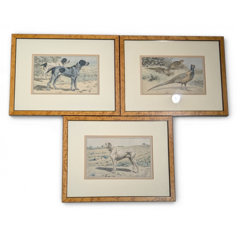 Lot de 3 gravures "Chasse" signées P MAHLER