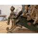 Pendule Louis XV laquée verte signé DUBOIS