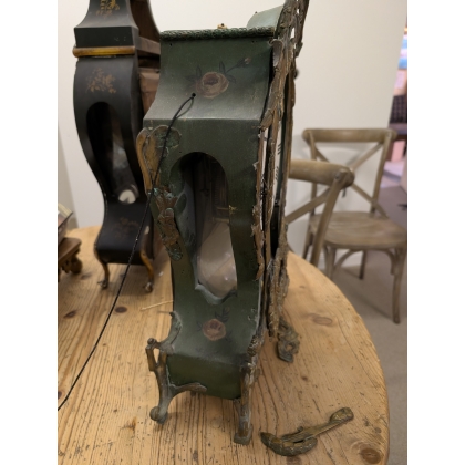 Green-lacquered Louis XV clock, signed DUBOIS