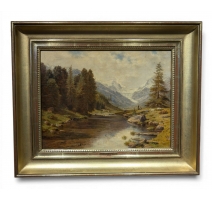 Tableau "Montagne" signé J. GEISSER