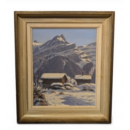Tableau \"Les Diablerets\" signé A. DUPLAIN