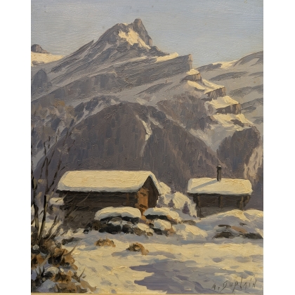 Tableau \"Les Diablerets\" signé A. DUPLAIN