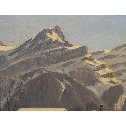 Tableau \"Les Diablerets\" signé A. DUPLAIN