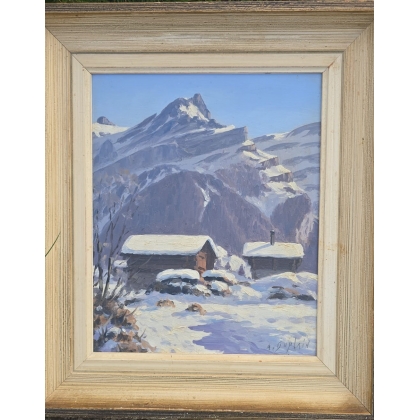 Tableau \"Les Diablerets\" signé A. DUPLAIN