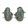 Paire de vases poissons en bronze vert