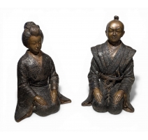 Couple japonais en bronze