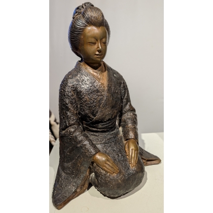 Couple japonais en bronze
