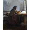Tableau \"Femme à la laine\" signé