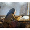 Tableau \"Femme à la laine\" signé