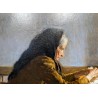 Tableau \"Femme à la laine\" signé