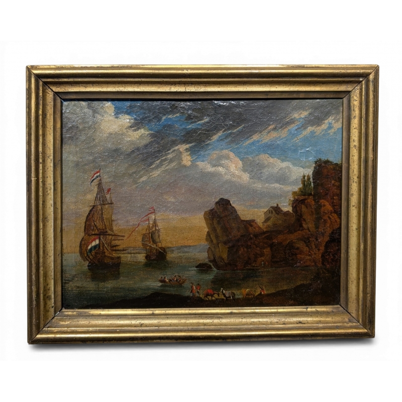 Tableau \"Paysage animé de bord de mer\"